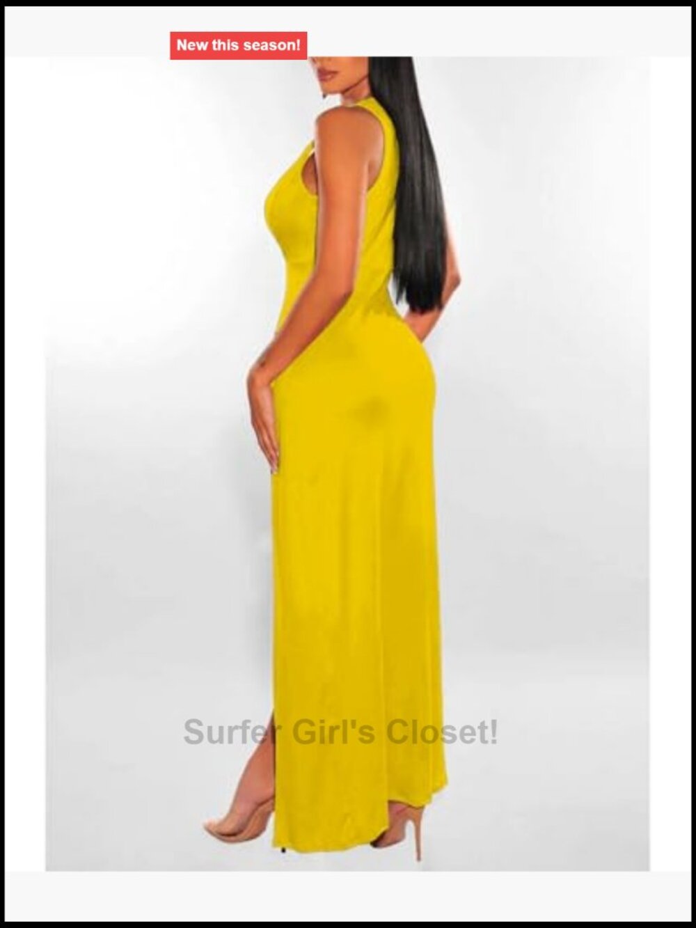 Sexy Deep V Neck High Slit Maxi Dress Sleeveless Club Night Out - Picture 4 of 5